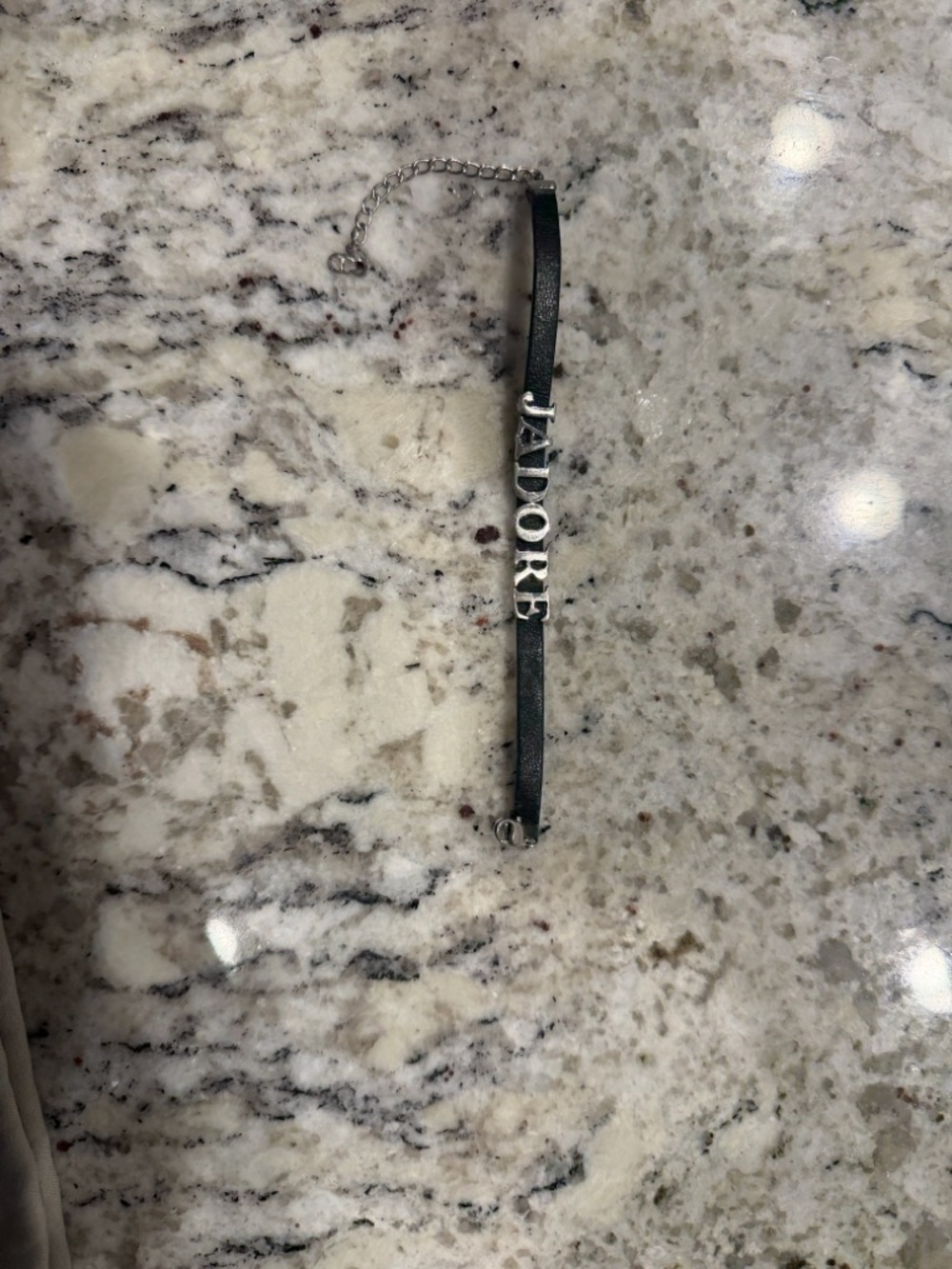 J'Adore Silver Letter Accent Black Leather Bracelet by DIOR - Picture 4 of 7